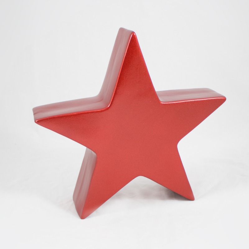 Estrela Cerâmica pintada a vermelho brilhante 30cm