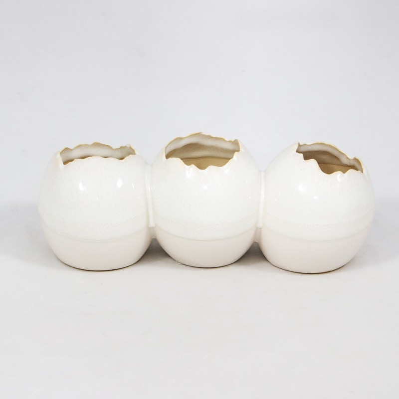 Ovos Cerâmica Triplos 21 x 8cm Branco