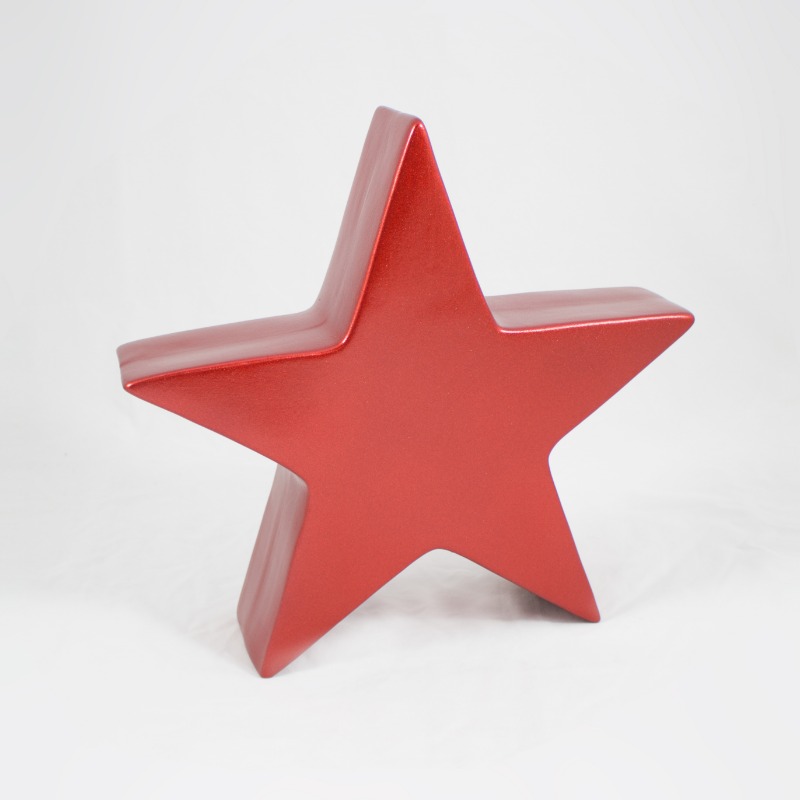 Estrela Cerâmica pintada a vermelho brilhante 40cm