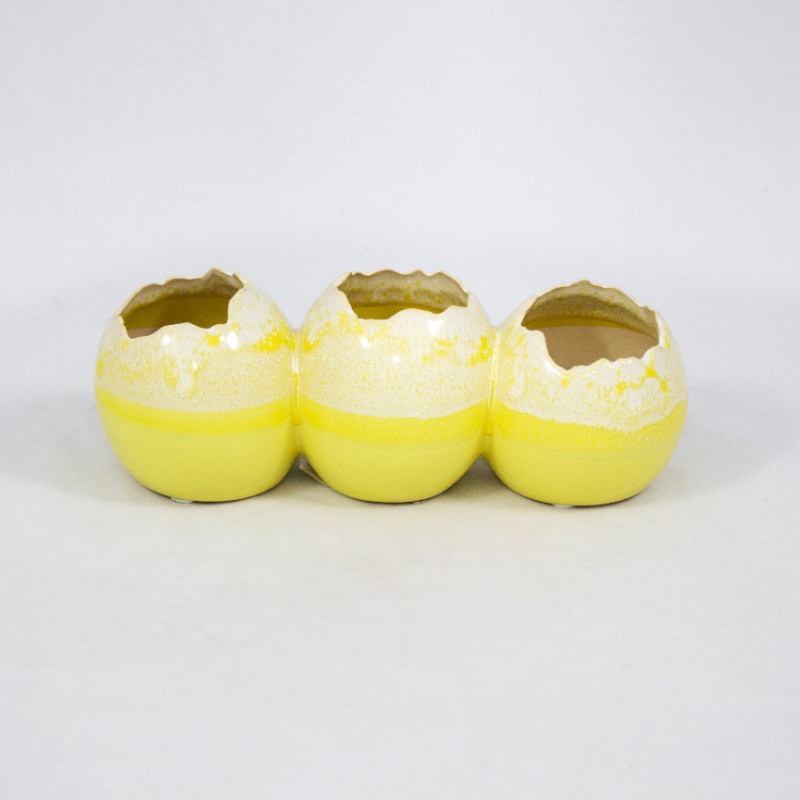 Ovos Cerâmica Triplos 21 x 8cm Amarelo