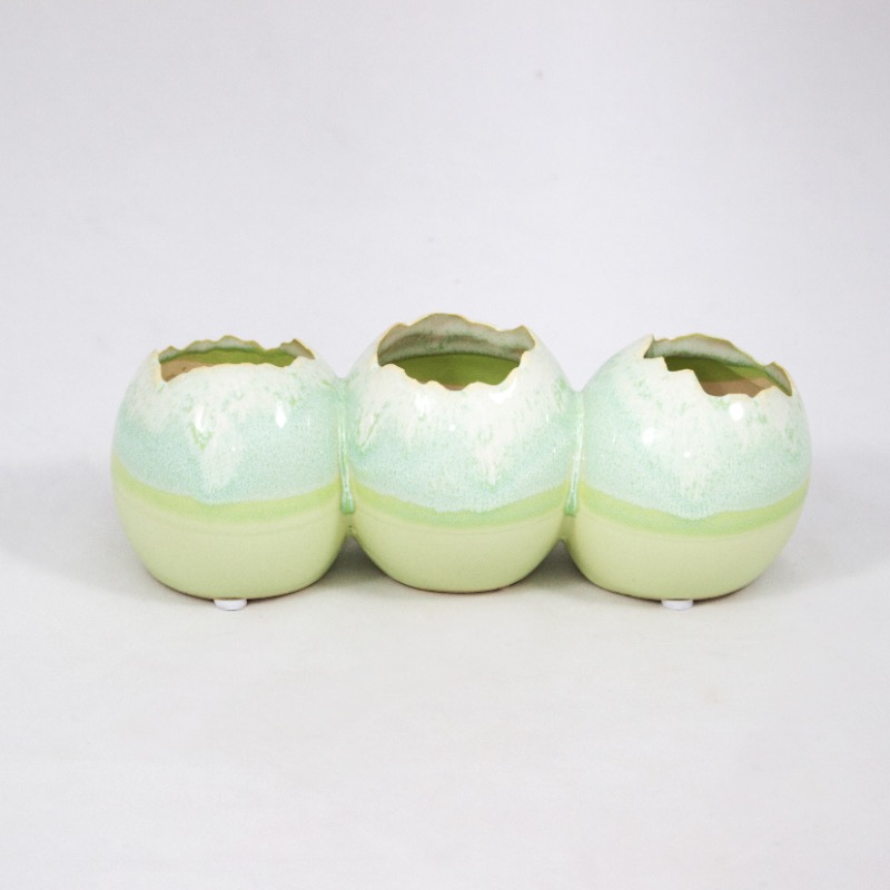 Ovos Cerâmica Triplos 21 x 8cm Verde