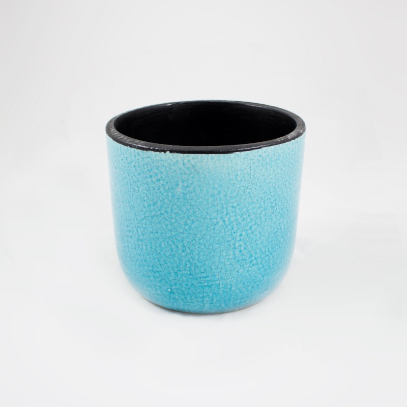 Vaso Cerâmica Crackle 13x11cm Azul