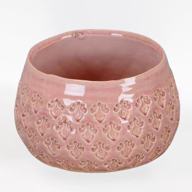 Vaso Cer&acirc;mico com relevo - 13 x11cm