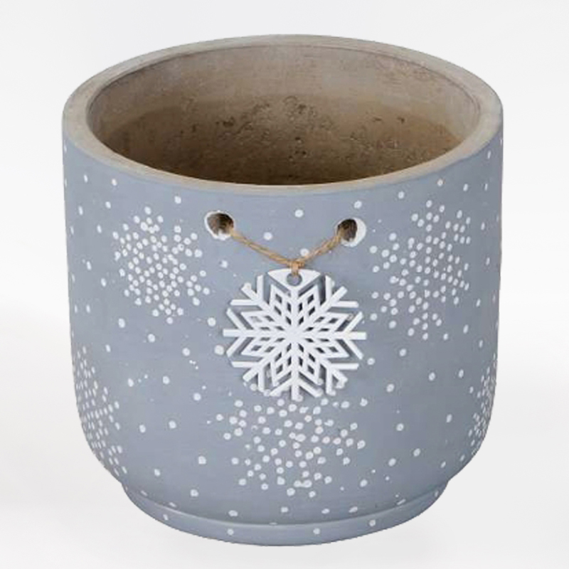 Vaso Cer&acirc;mico com flocos de neve&nbsp;