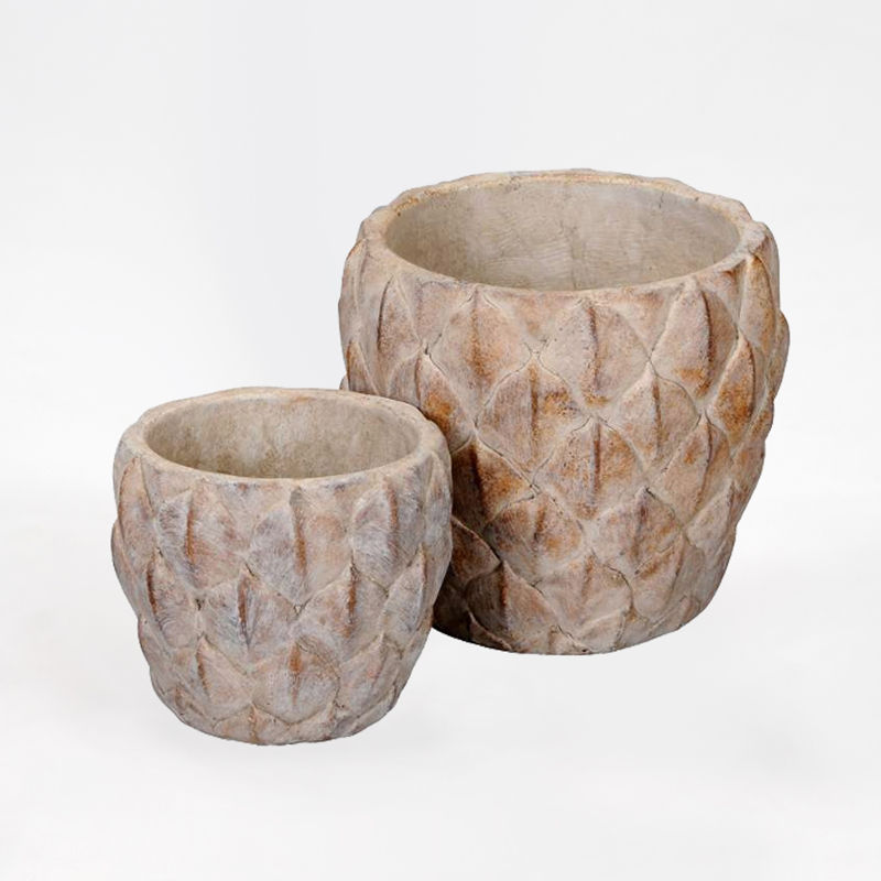 conjunto vasos cer&acirc;micos com padr&atilde;o anan&aacute;s