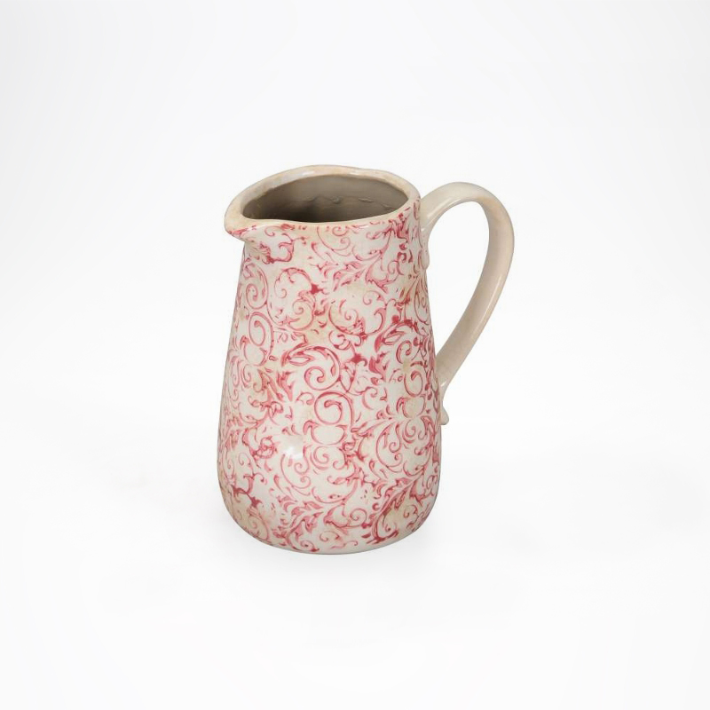 Jarra Cer&acirc;mica - Creme /Rosa