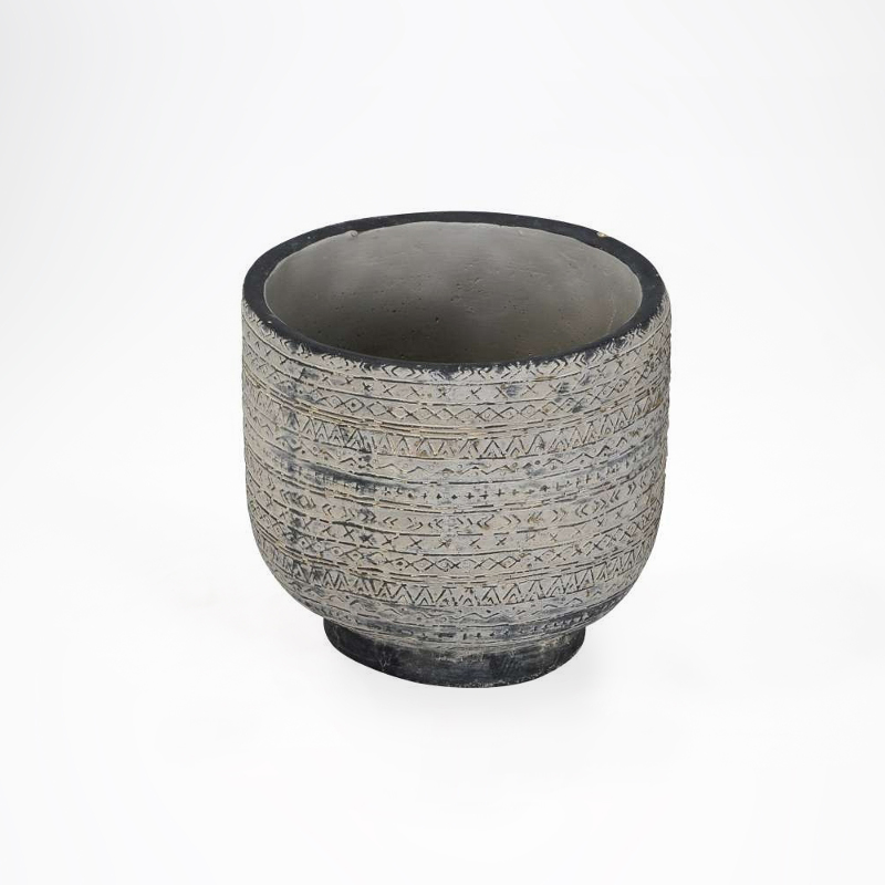 Vaso Cer&acirc;mica com Relevos - Antracite
