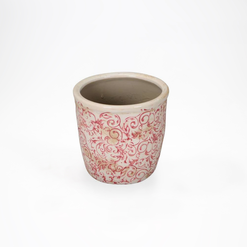 Vaso Cer&acirc;mica 14cm Creme - Rosa