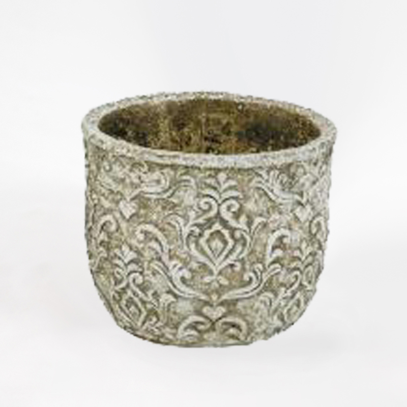 Vaso em Cimento com Relevo - Verde