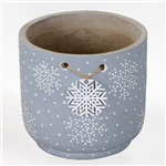 Vaso Cer&acirc;mico com flocos de neve&nbsp;