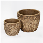 Conjunto vasos cer&acirc;micos com decora&ccedil;&atilde;o em relevo&nbsp;