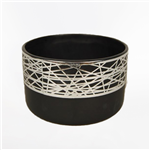 Vaso Cer&acirc;mico Preto com ornamento a cor Prata