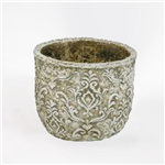 Vaso em Cimento com Relevo - Verde