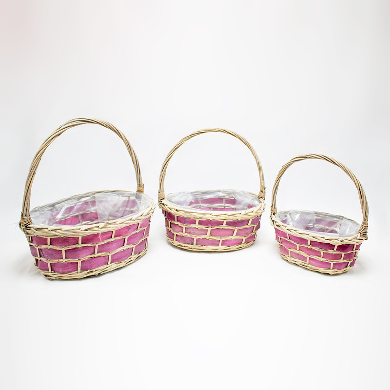 Conjunto de 3 cestos Ovais em tons Rosa