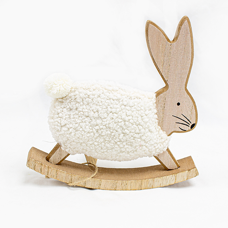 Coelho C/ Base Madeira 20 x 20cm Branco