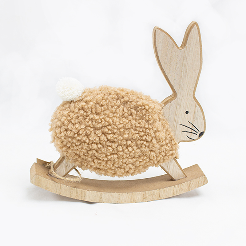 Coelho C/ Base Madeira 20 x 20cm Creme