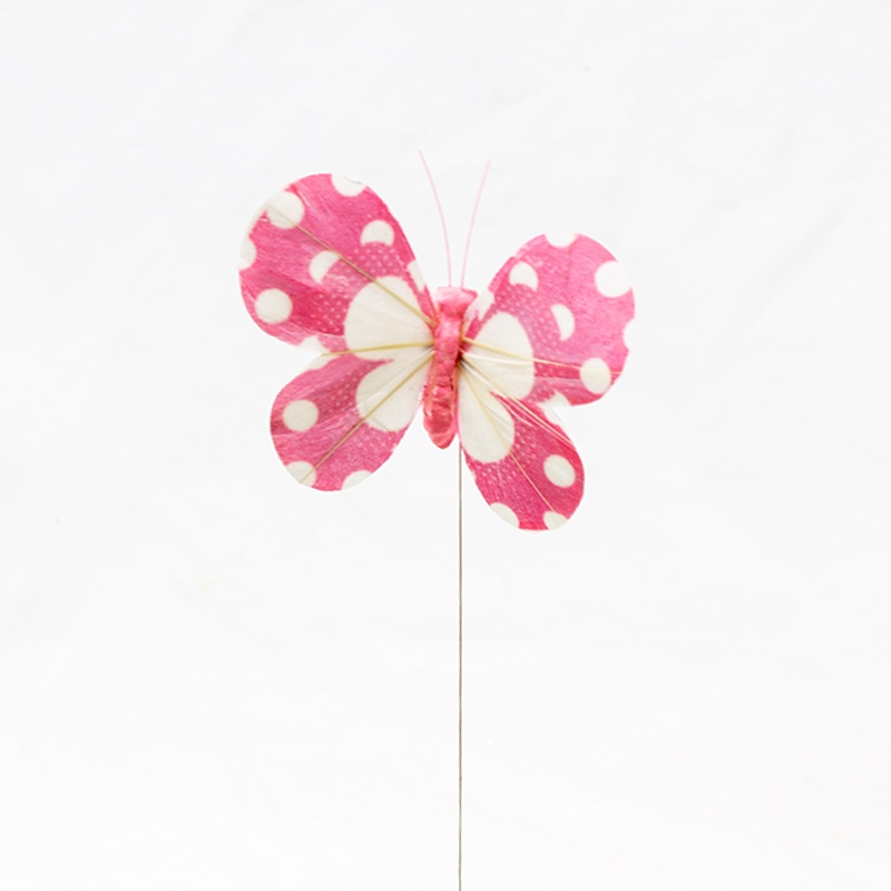Pick Borboleta Rosa Leopardo 8cm ( 12Un.)