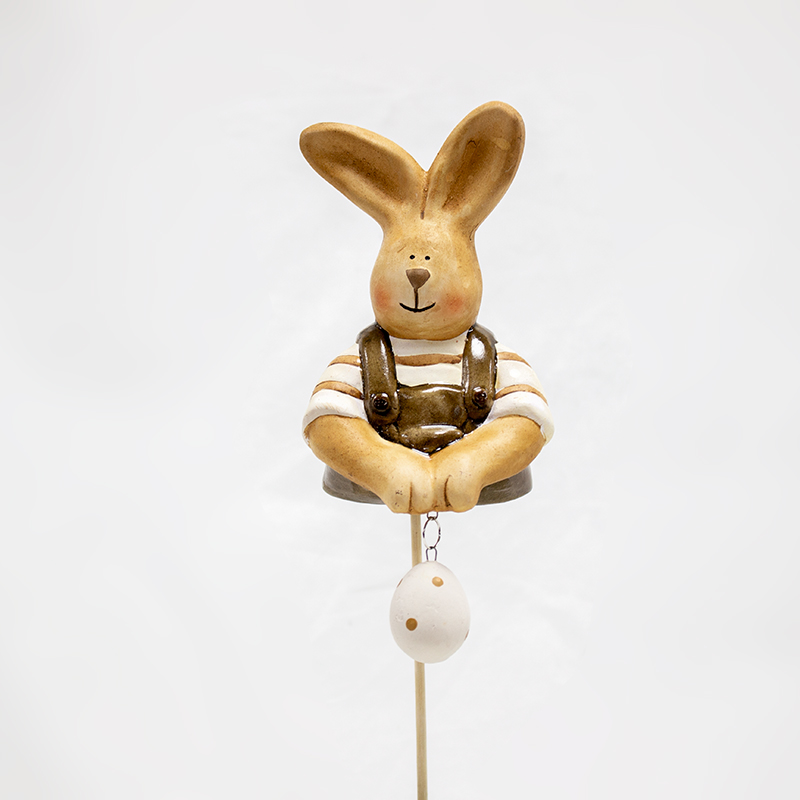 Pick Coelho Cerâmica castanho - Com Ovo 16x7cm