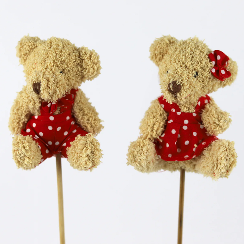 Conjunto Pick Urso C/Bolinhas Brancas 8cm (Conjunto 2Un)