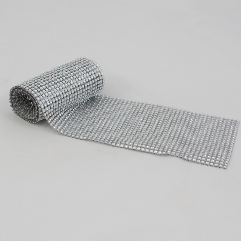 Fita Strass 3mm - 12 cm x 2.30 mt Prata