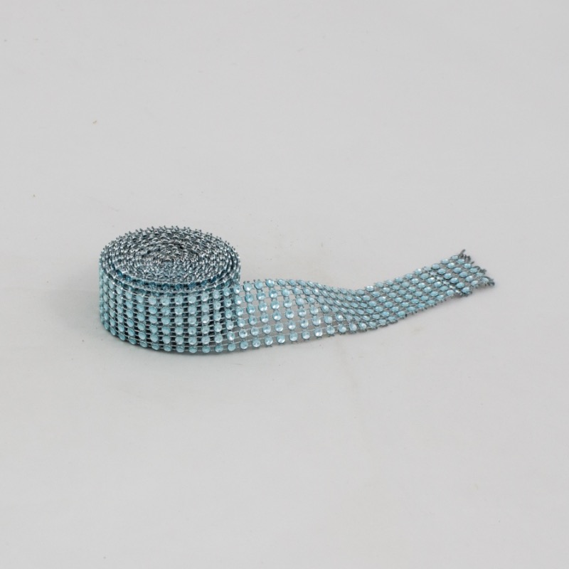 Fita Strass 3mm - 3cm x 2.30 mt Azul Claro