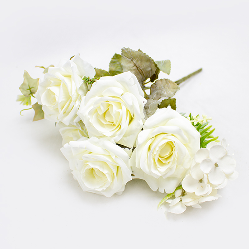 Bouquet de Rosas (x7) 33cm Branco (Un)