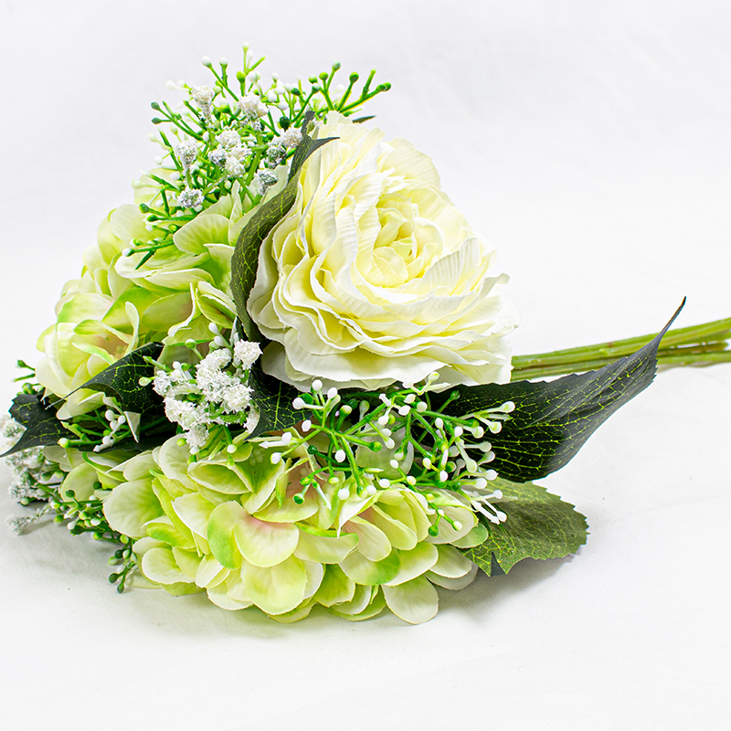 Bouquet de Ranunculus com Hortensias - Creme 32 cm