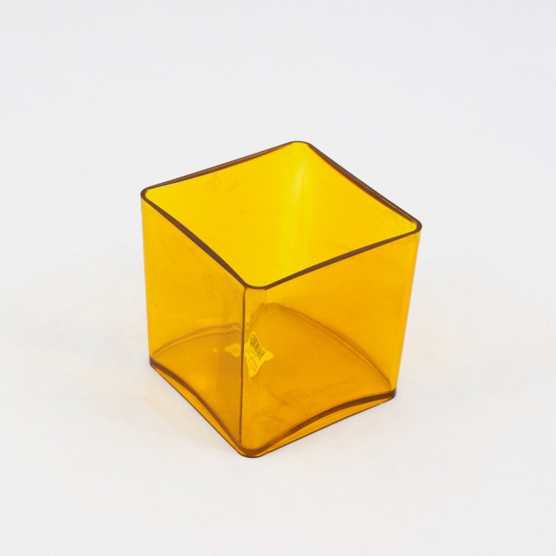 Acrilico Cubo 10 x 10cm Translucido Amarelo