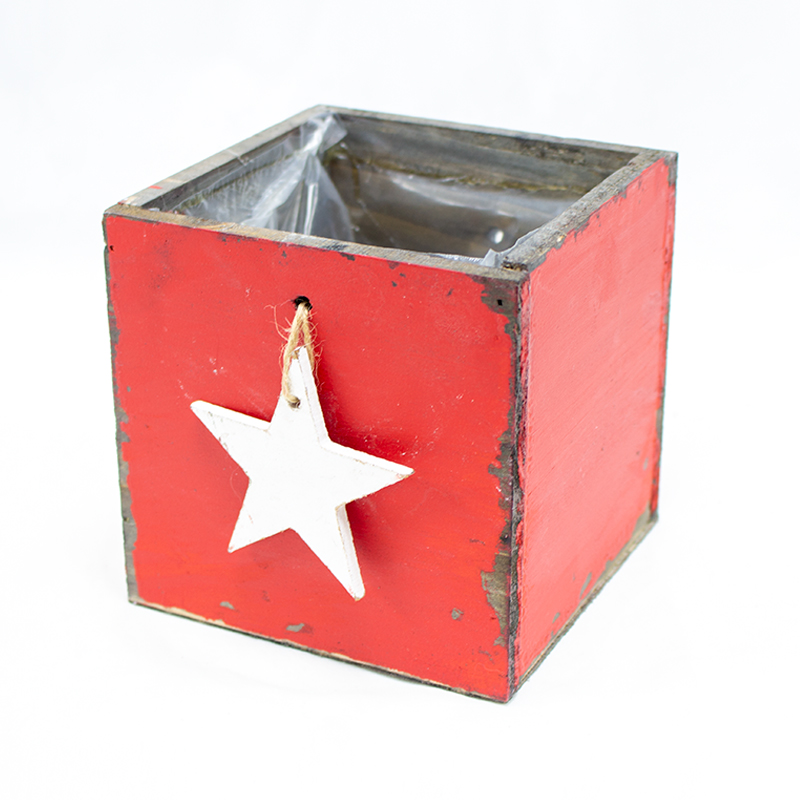 Base de Madeira Estrela12cm Vermelha