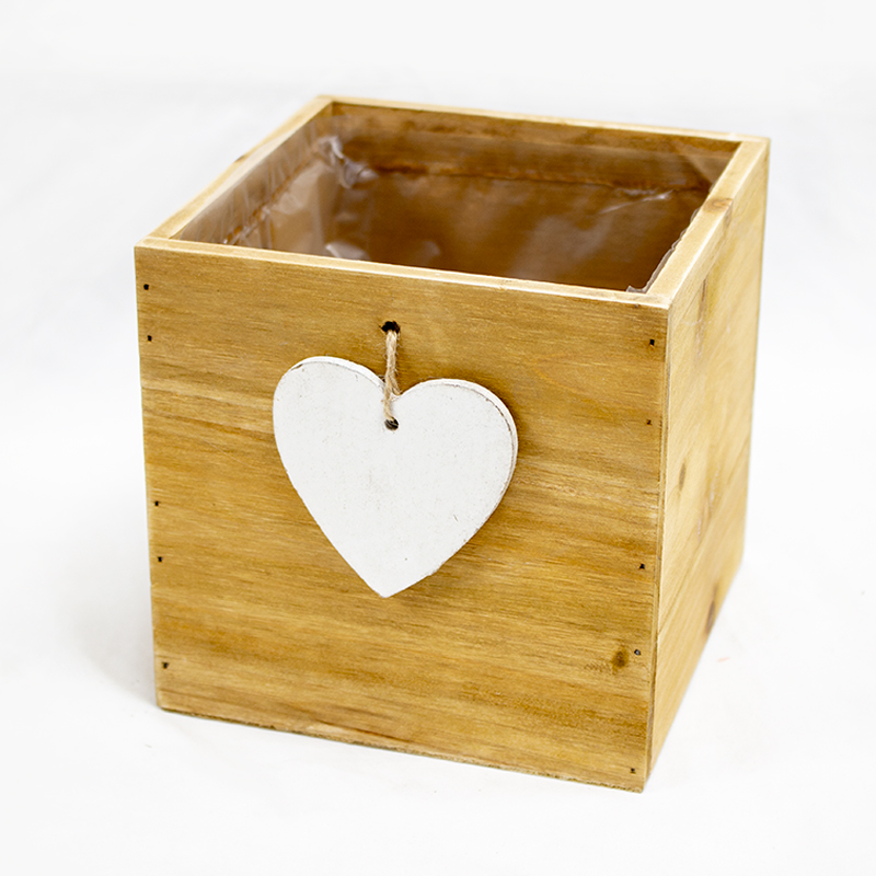 Base de Madeira com Coração 15 x 15cm Natural