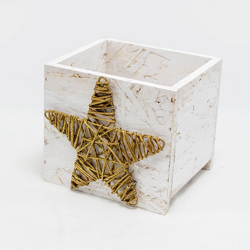 Base Mad. Branca C/ Estrela Ouro 15 x 13.5cm