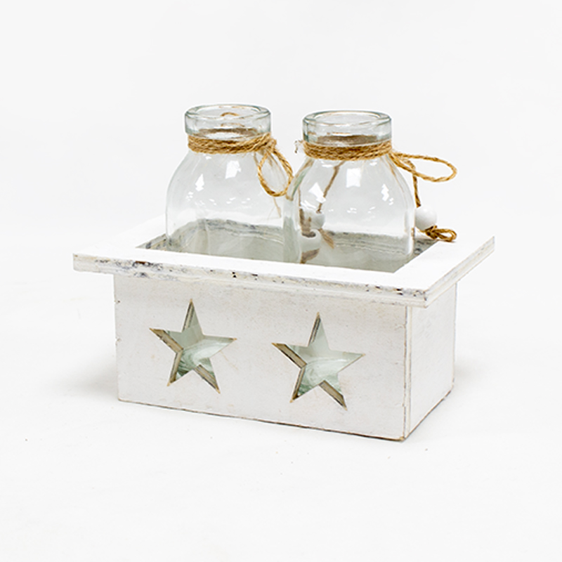 Base Mad. C/ 2 Garrafa Vidro 14x9x12cm (Un)