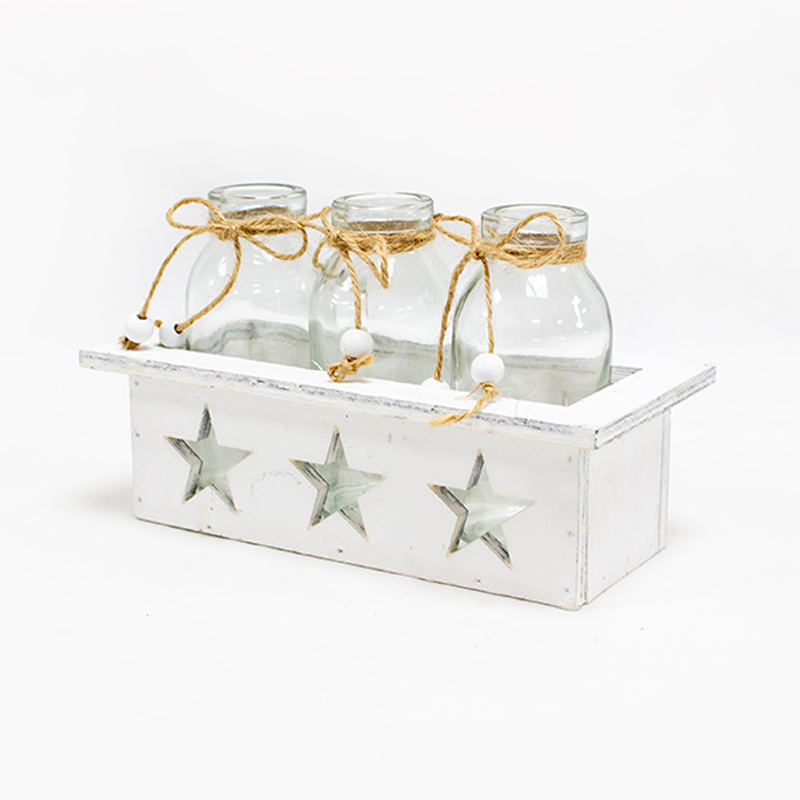 Base Mad. C/ 3 Garrafa Vidro 18x9x12cm (Un)