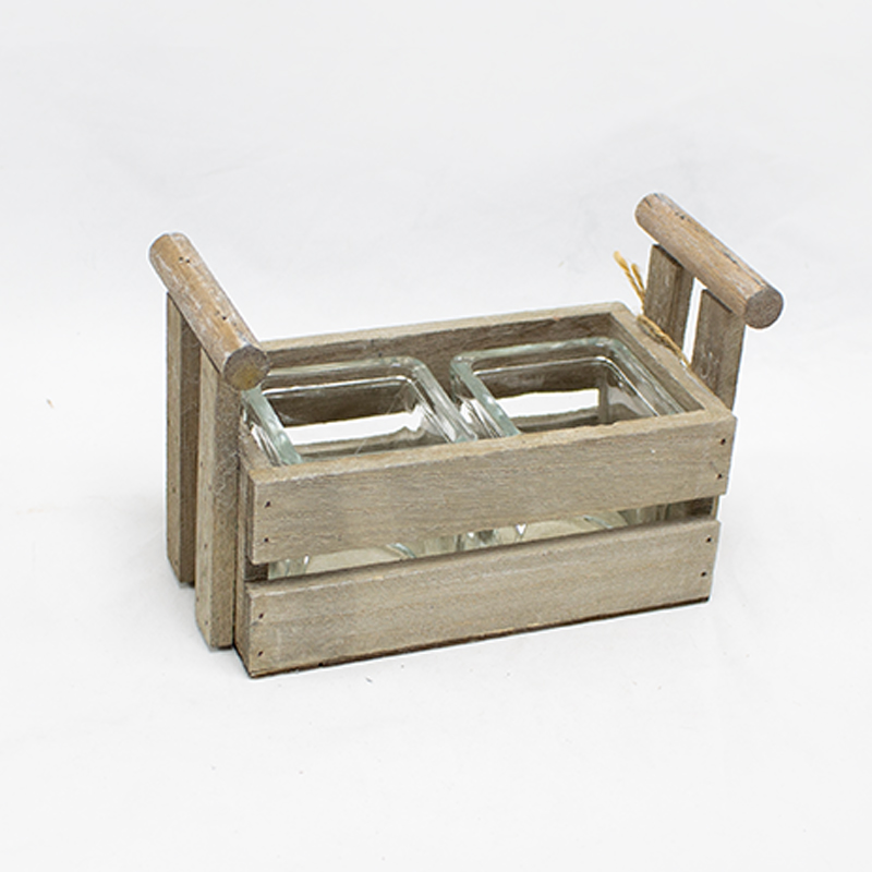 Base Mad. Cinza C/Asa+Vidros 18x12cm (Un)