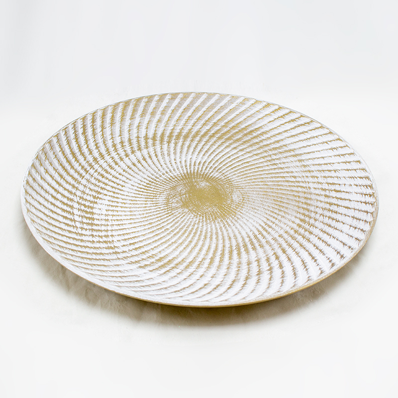 Prato de Madeira decorativo 40cm Ouro