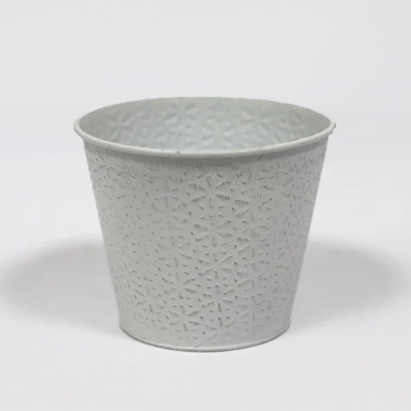 Base Metal C/Flores 12x14.5cm (Un) Branco