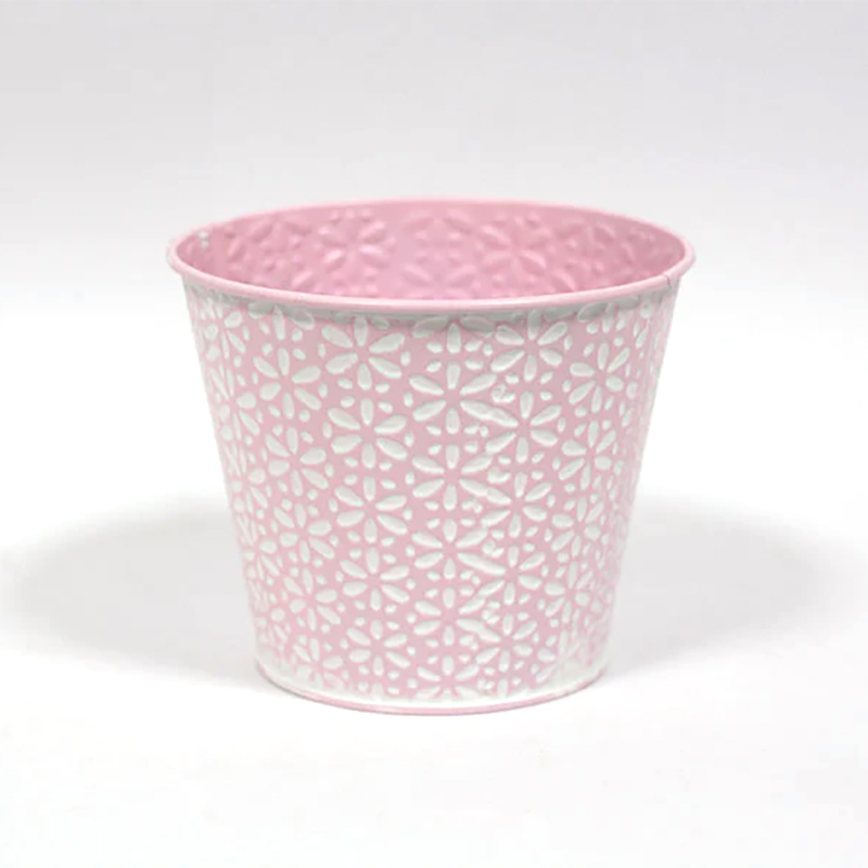 Base Metal C/Flores 11x13cm (Un) Rosa