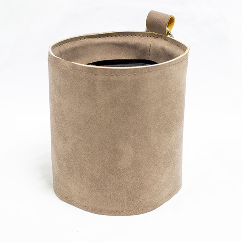 Base Redonda de Pele e plastico 12.5 x 14cm Castanho