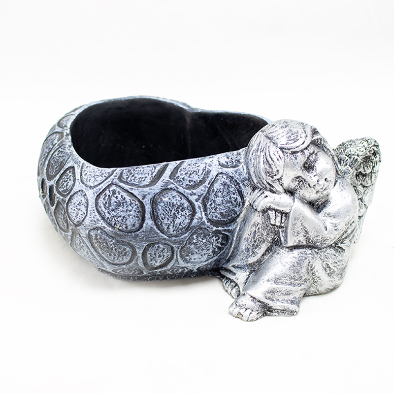 Vaso Coração C/Anjo 19x14x9cm