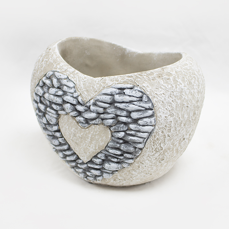Base Cer.E/ Coração 20x15x16cm Cinza