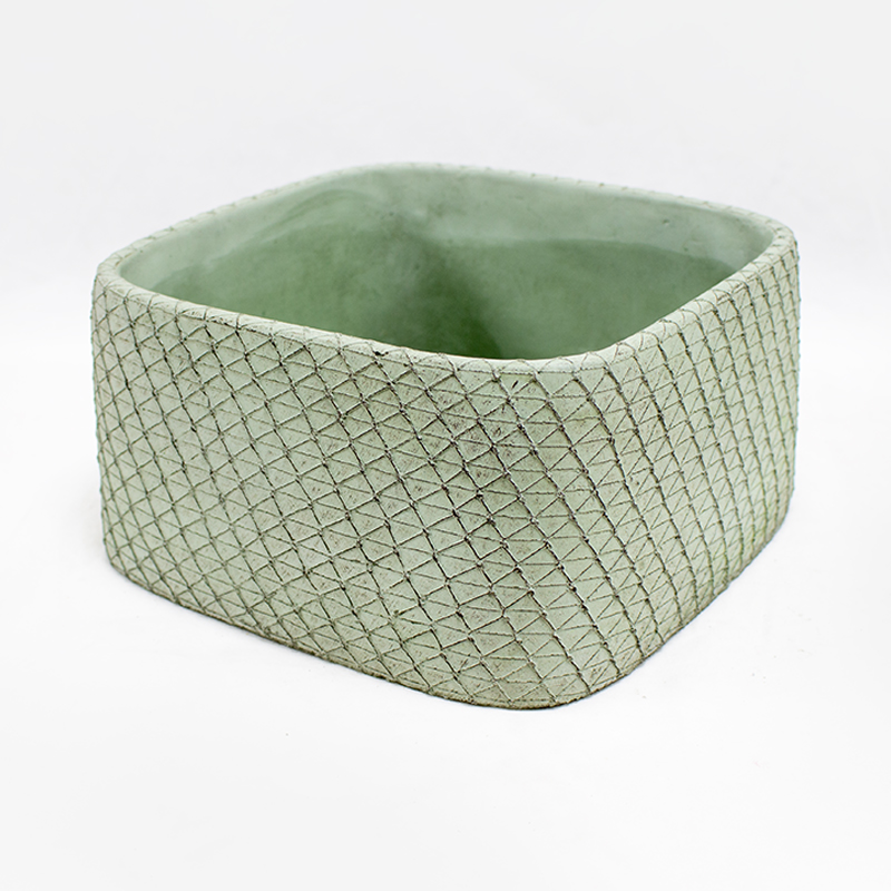 Base Cerâmica Verde C/Relevo 22x22x11cm