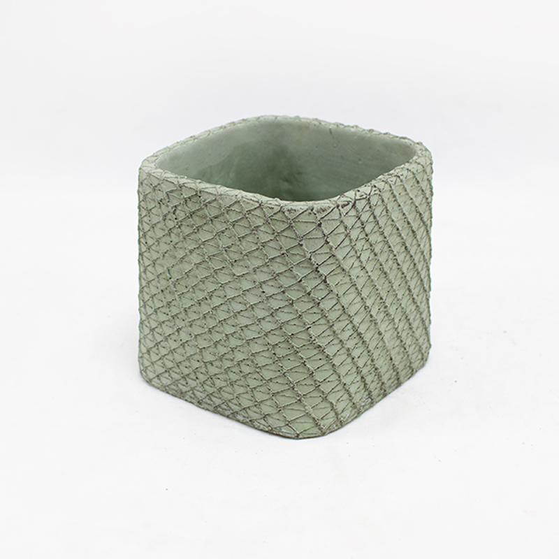 Base Cerâmica Verde C/Relevo 11.5x11.5x10cm