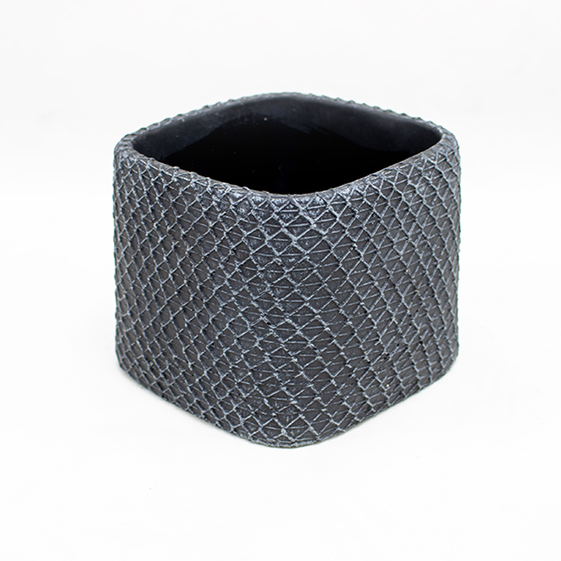 Base Cerâmica Preto C/Relevo 14x14x11.5cm