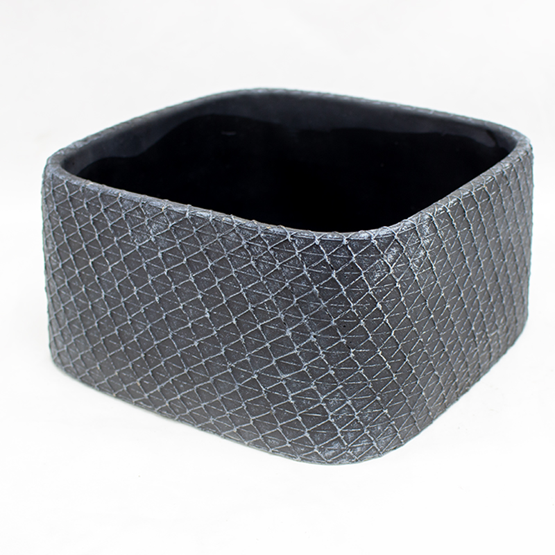 Base Cerâmica Preto C/Relevo 22x22x11cm