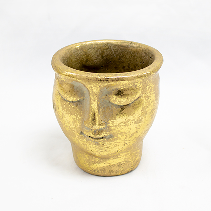 Busto Cerâmica Rosto Dourado 11 x 11.5cm