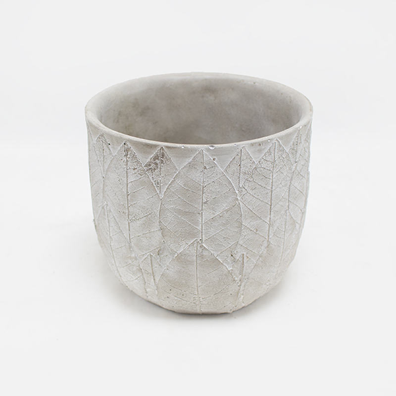 Base Cerâmica C/Folhas Brancas 14x13cm (Un)