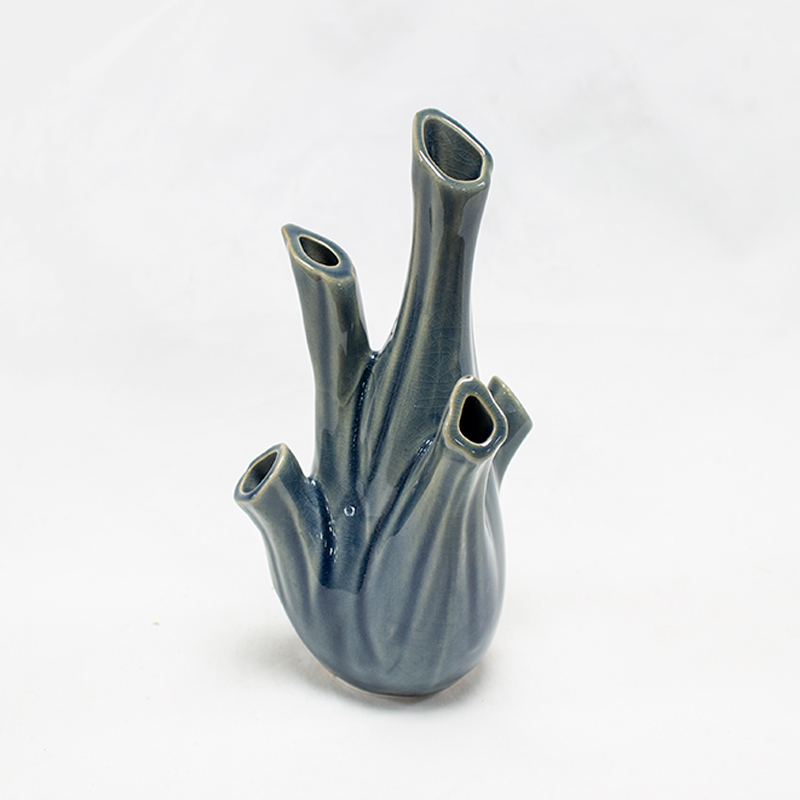 Jarra Cerâmica 5 buracos 20cm Azul