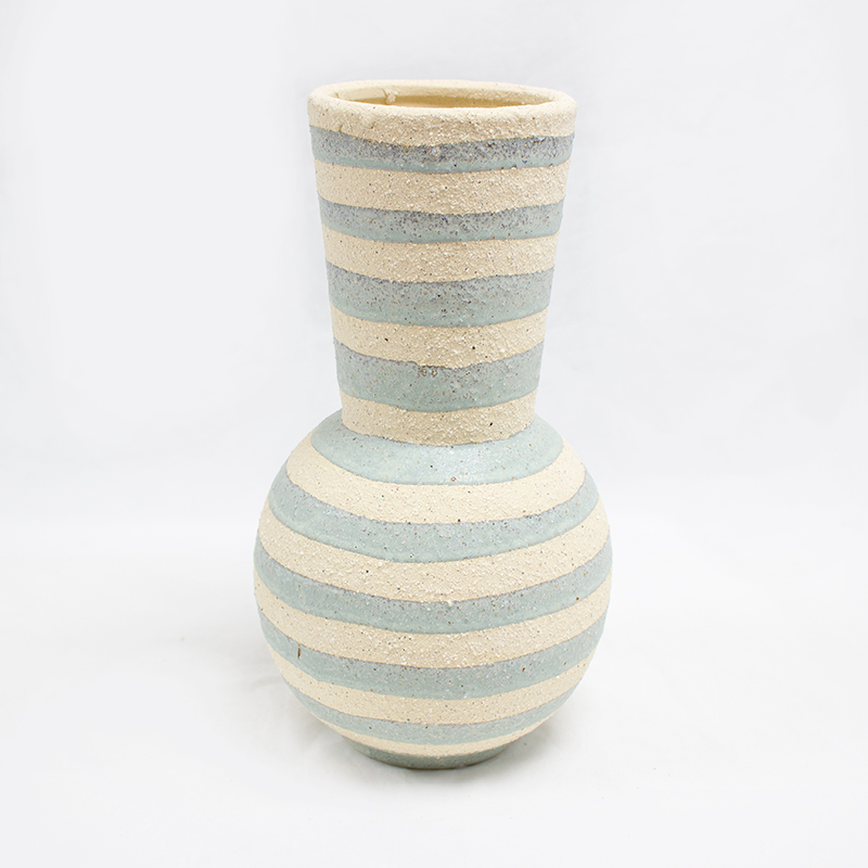 Jarra Cerâmica Riscas Azuis 30cm