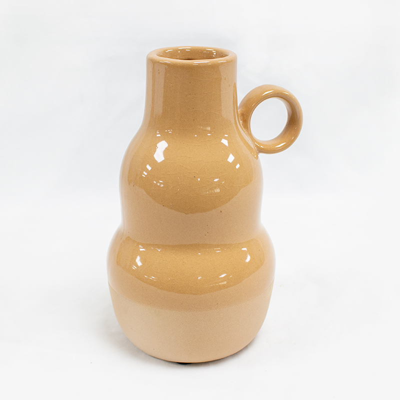 Jarra Cerâmica Red. C/ Asa 12.5 x 18.5cm Castanha