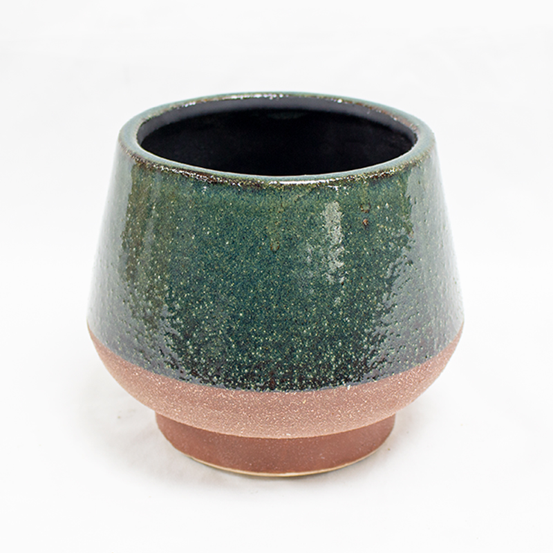 Vaso Cerâmica C/ Base  14.5 x 12.5cm Verde